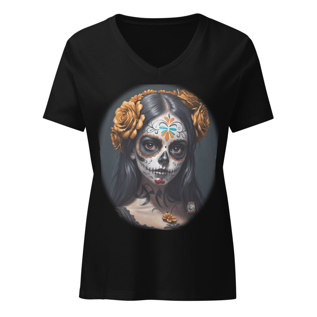 Day of the Dead Girl  2  Women’s relaxed v-neck t-shirt