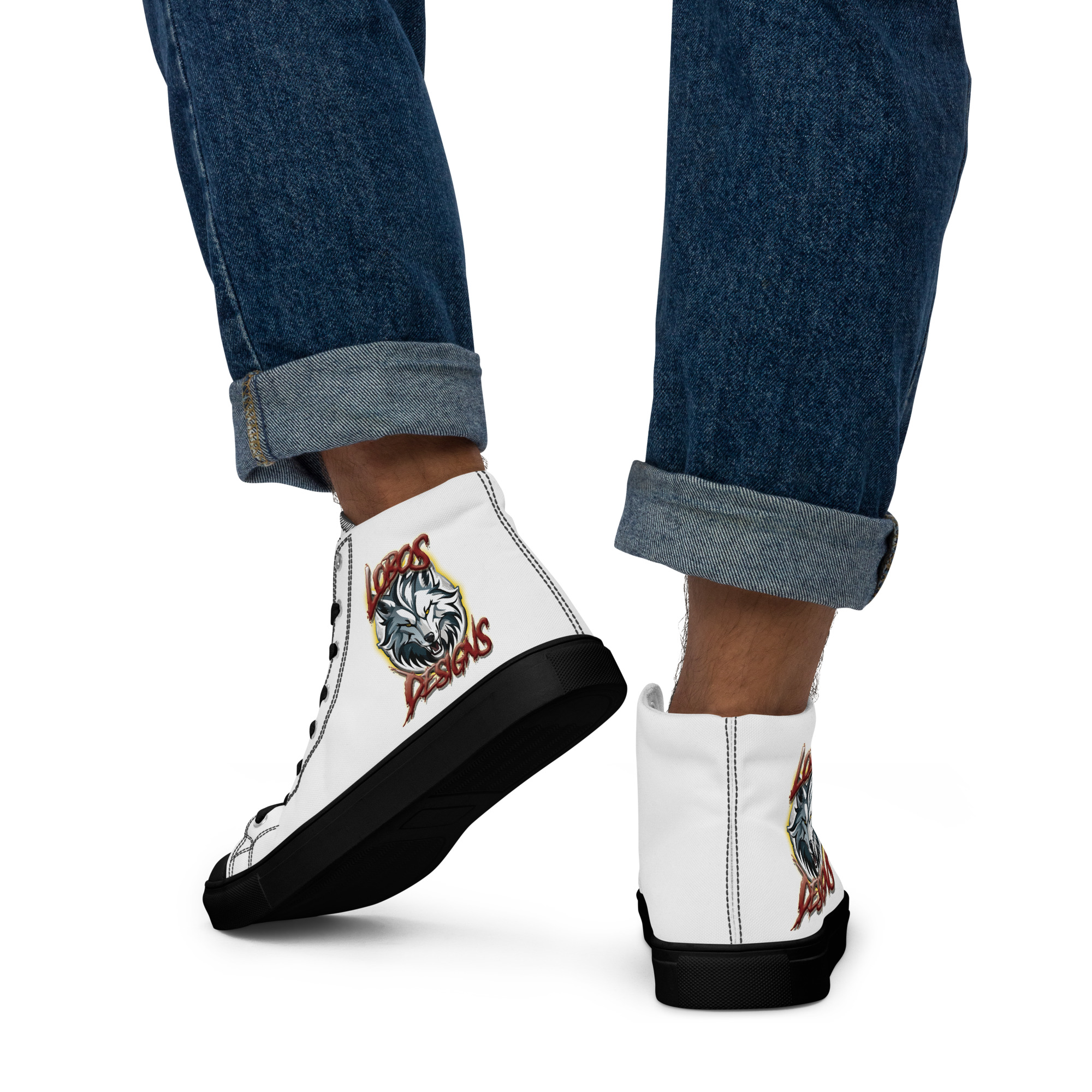 Lobosdesigns Men’s high top canvas shoes - Image 2