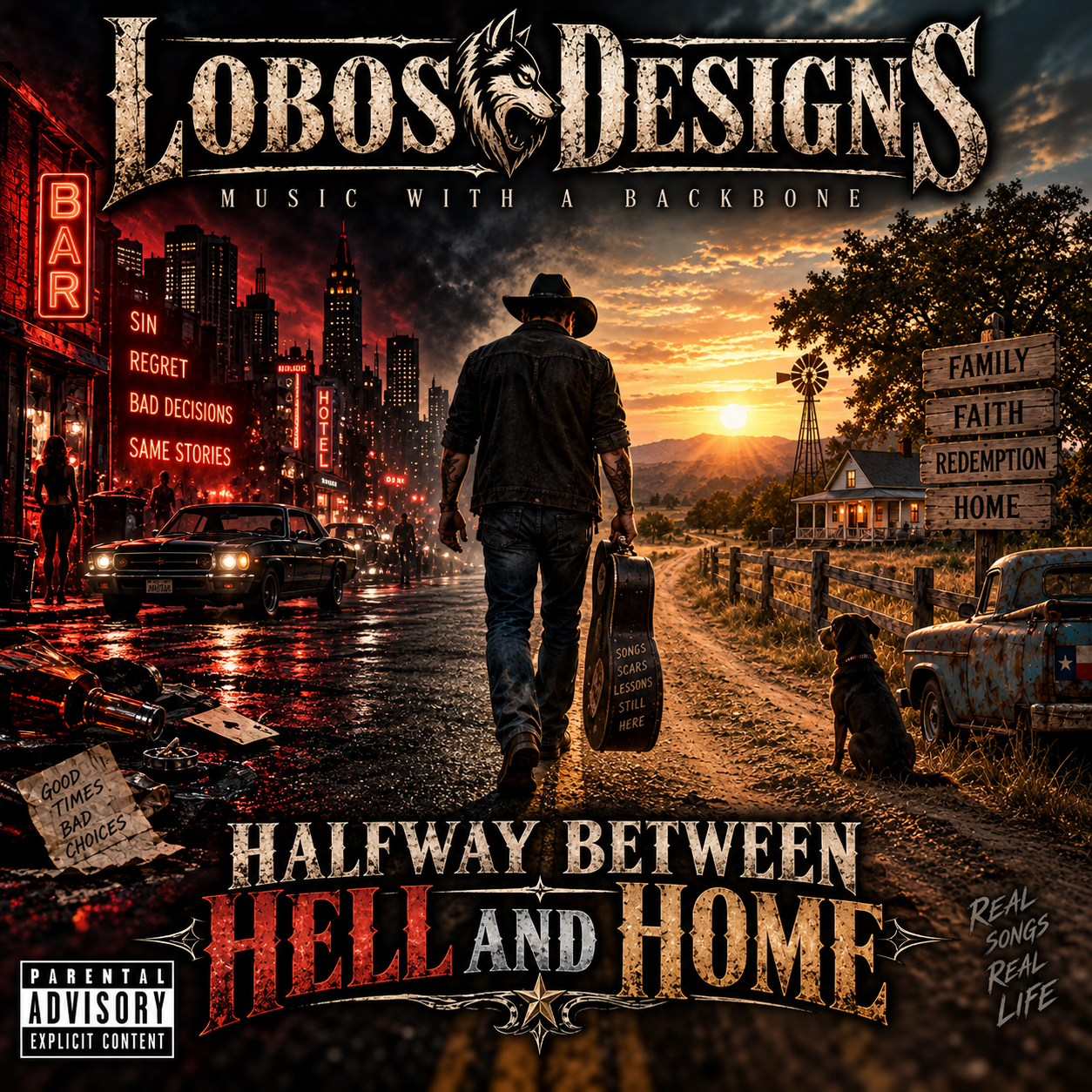 Lobos Designs — Halfway Between Hell and Home album cover